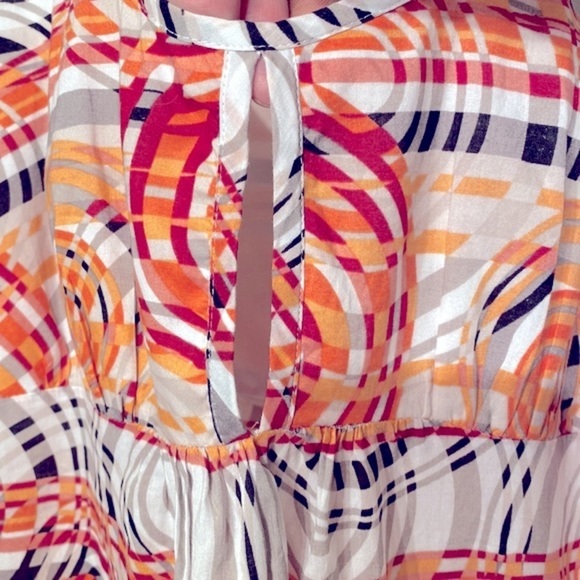 Twist brand Circles 100% cotton tangerine & white print sleeveless dress size 6 - Picture 5 of 9